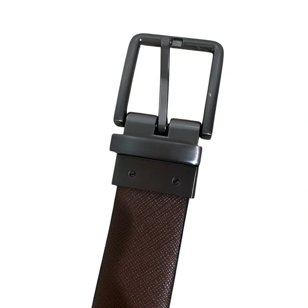 Calvin Klein CK Reversible Leather Sz 38 Belt Black Brown Brushed Nickel